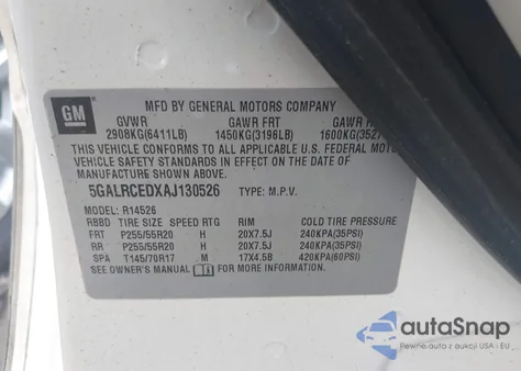 2010 Buick Enclave 2Xl z USA, uszkodzony, nr VIN 5GALRCEDXAJ130526
